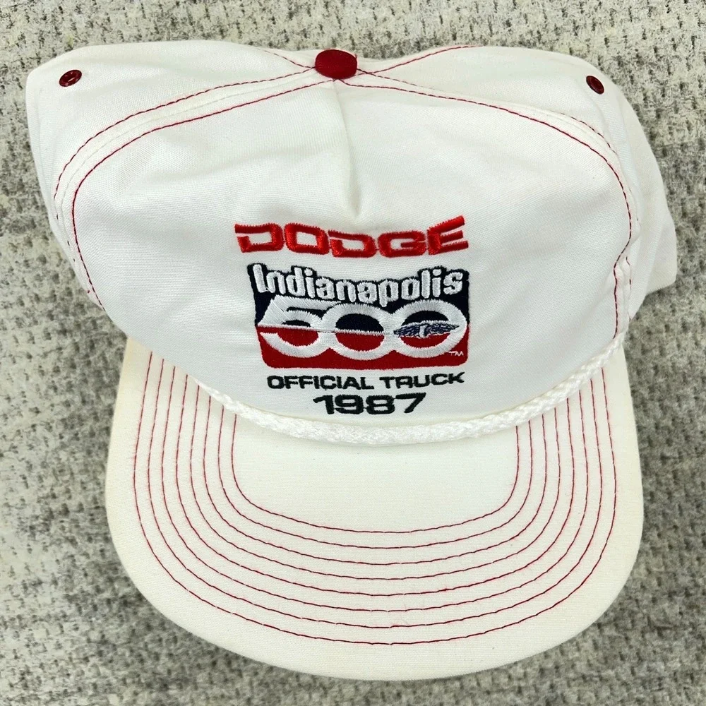 Vintage Indy 500 Trucker Hat Snapback Made In‎ USA 80s Dodge Rope Racing 1987